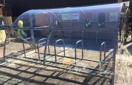 Glass curved bike shelter