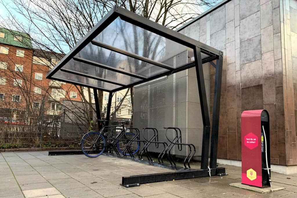Bike shelter with glass roof