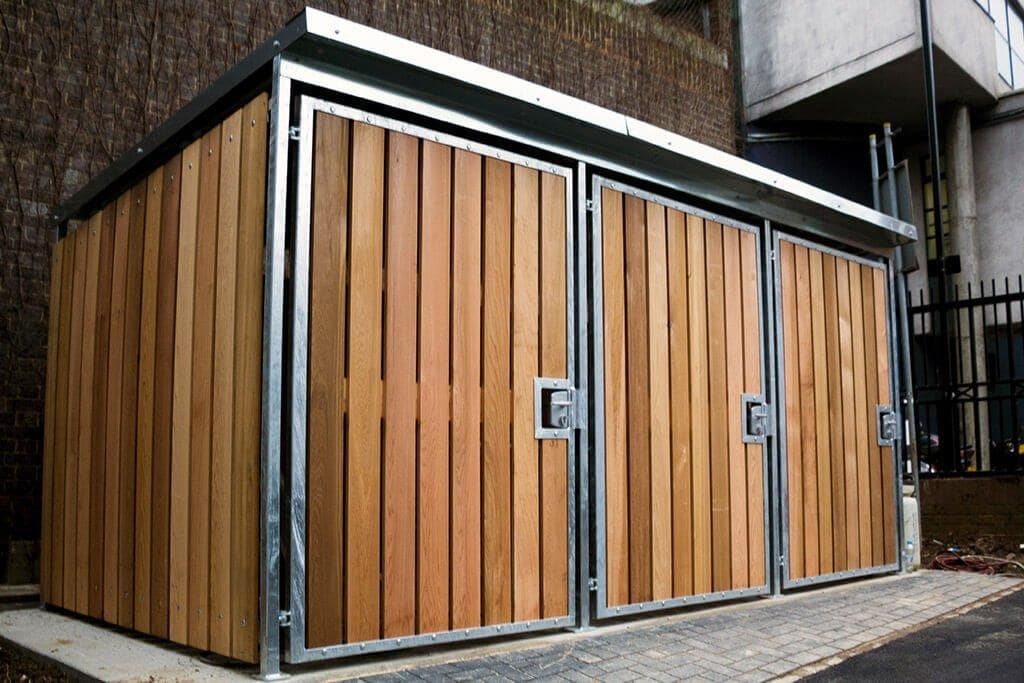 Wood bike lockers