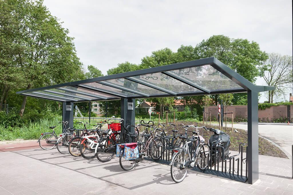 Glass roof bike shelter
