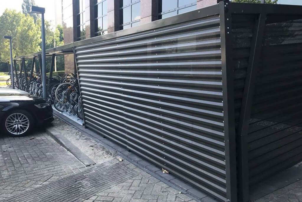 Metal bike storage shelter
