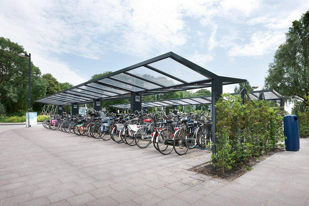 Glass roof bike shelter